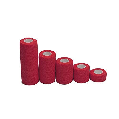 Angela-homestyle 10 Rollen Kohesive Selbsthaftende Bandagen Fingerpflaster Fingerverband Wundverband selbstklebend wasserfest (15cm x 4.5m, Rot) von Angela-homestyle