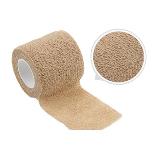 Angela-homestyle 12tlg 4.5m x 5cm Rollen Kohesive Selbsthaftende Bandagen Fingerpflaster Fingerverband Wundverband selbstklebend wasserfest (Beige) von Angela-homestyle