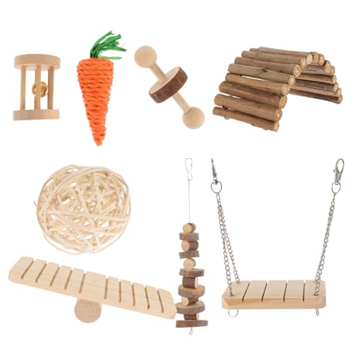 Angoily Bruchfestigkeit 8-teiliges Schaukelspielzeug-Set Aus Holz Für Papageien Kletterleitern Mäuse Schaukelspielzeug von Angoily