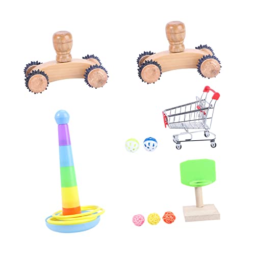 Angoily Vogelkäfig Spaß Papagei Basketball Kit Roller Skateboard Spielzeug Set Haustier Kauen Spielzeug für Vögel Papageien Sicher von Angoily