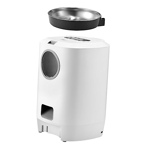 Angoily 1 Satz Voice-Feeder pet Feeder pet Food Container Pet Feeding Machine katzenfutter Lebensmittel Aufbewahrungsschale Wasserschale Zubringer Haustier Rostfreier Stahl Weiß von Angoily