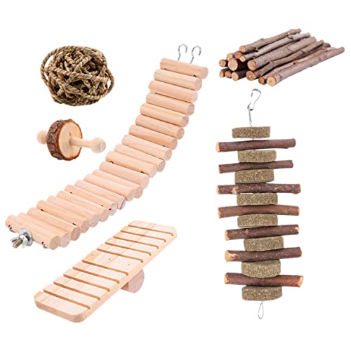 Angoily Pet Play Kauspielzeug 6pcs Holzleiter Set für Kleintiere Chinchilla Meerschweinchen Dekorativ von Angoily