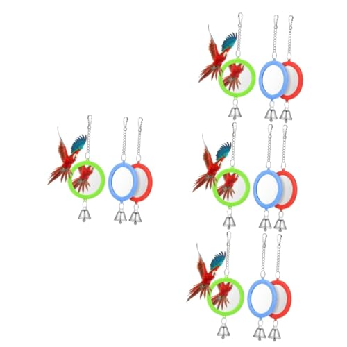 Angoily 12 STK Doppelseitiger Spielzeugspiegel Vogelkäfig Vogelspielzeug für Sittiche Papageienspiegelspielzeug Spielzeuge Vogel Fütterer Vogelspiegel für Nymphensittiche hängend von Angoily