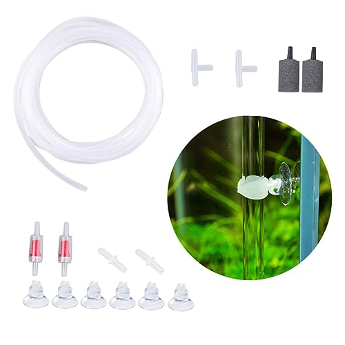 Angoily 15-Teiliges Set Aquarium zubehör Luftschlauch für Aquarien Luftschlauch mit Luftventilen Zubehör für Aquarien Zubehör für Luftpumpen Standard-Airline-Schläuche Blasenstein von Angoily