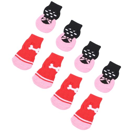 Angoily 2 Sets Weihnachtssocken Für Haustiere Hundesocken – Warme Sohle Für Hartholzböden Festliches Muster 8 Stück X 2 von Angoily