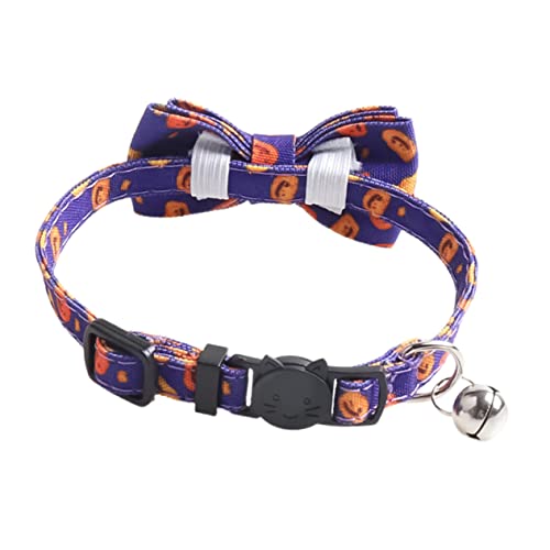 Angoily 1stk Halloween Bow Bell Choker Halloween-hundekostüme Halsband Welpe Verkleiden Haustierzubehör Halloween-Haustier-Bogen-Halskette Kragen Halskette Die Katze Violett Tuch Seil von Angoily