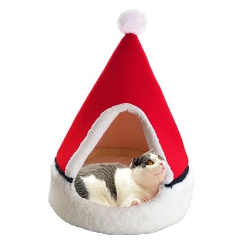 Angoily Party-zubehör Für Haustiere Weihnachtsbaum Katzen-/hundebett Warmes Geschlossenes Schlafbett Für Kleintiere von Angoily