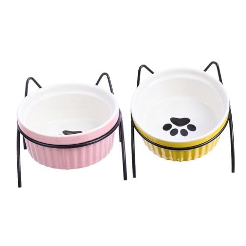 Angoily 4pcs Katze Schüsseln Stehen Keramik Wasser Und Lebensmittel Schüsseln Pet Feeder Für Kätzchen von Angoily