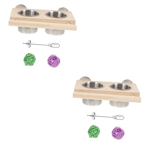 Angoily 2 Sätze Papagei Vogelfütterung Coop-Becher aus Edelstahl Futternapf für Papageienfutter Vogelfutterbecher Papagei Fressnapf füttern Lebensmittel Sepak Takraw Papageienvogel Vögel von Angoily