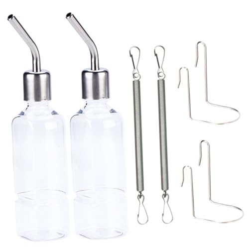 Angoily 2pcs Haustier Trinkflasche Hängender Wasserspender Set 350ml Edelstahl Auslaufsicher für Chinchilla Meerschweinchen von Angoily