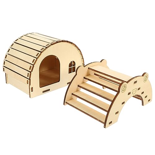 Angoily 2st Hamster Holzhaus DIY Zusammengebautes Spielzeug Kleintier Lebensraum Dekoration DIY Hamster-holzhaus-versteck DIY Hamsterbrücke Hamsterplattform Mit Leiter Käfig Puzzle Hölzern von Angoily