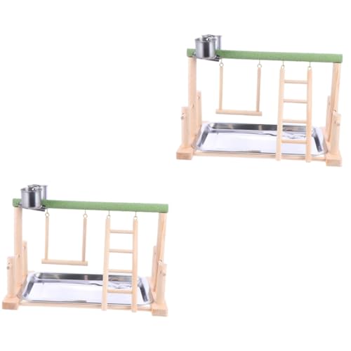 Angoily 2 Stücke Papagei Spielen Stand Leiter Rack Vogel Spielzeug Holz Schaukel Für Papagei Spielplatz Robust von Angoily