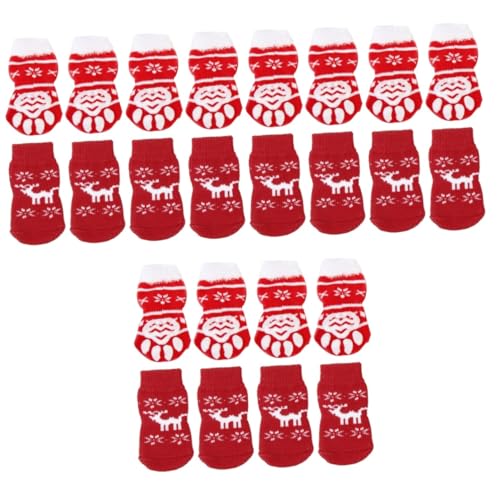 Angoily 24 STK Haustiere Stiefeletten für Katzen Weihnachtsboxen warme Socken Baumwollsocken für Haustiere Hundesocken Flauschige Weihnachtssocken Kasten von Angoily