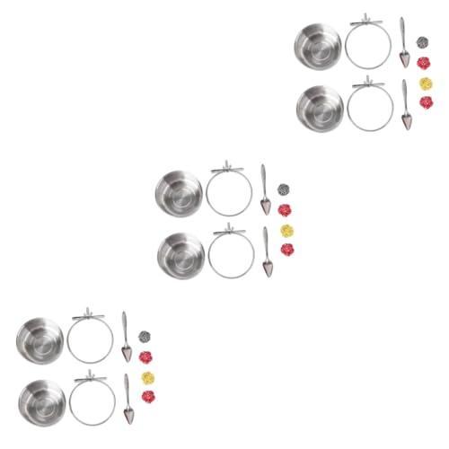 Angoily 24 STK 8-teiliges Set Vogelkäfig-Utensilien Wellensittich Wasserspender Fütterungsschaufel Haustier Spielzeug Futternapf aus Edelstahl Papageienschale beissen Fressnapf Lieferungen von Angoily