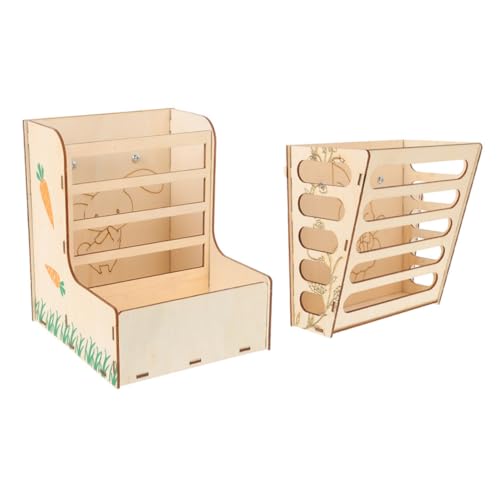 Angoily 2pcs Heu Dispenser für Kaninchen Bunny Käfig Heu Feeder Holz Racks Tragen-beständig Zubehör für von Angoily