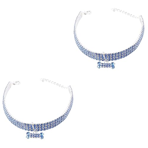 Angoily 2 Stücke Haustier Hund Halsband Form Glänzende Strass Halskette Einstellbare Schnalle Kette Luxus Pet Supplies Größe L von Angoily