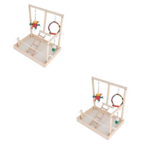 Angoily 2St Vogelspielständer Papageien Spielständer Vogelspielplatz aus Holz Spielzeug Papageienständer Vogelhaustierständer Vogelkäfig Stand Vogel Stehen Papageienkäfig Hölzern von Angoily