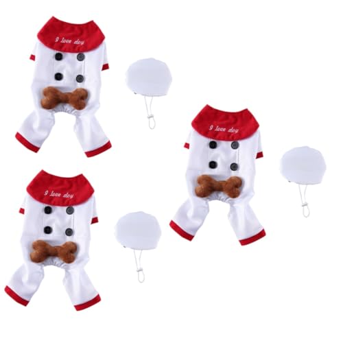 Angoily 3 Sätze Haustier Lustig Verkleiden Hunde-Cosplay-Outfits Katze Santa Kostü Weihnachtskleid Hundekoch Kostü Festivalkleidung Für Haustiere Welpe Polyester Hündchen Requisiten Weiß von Angoily