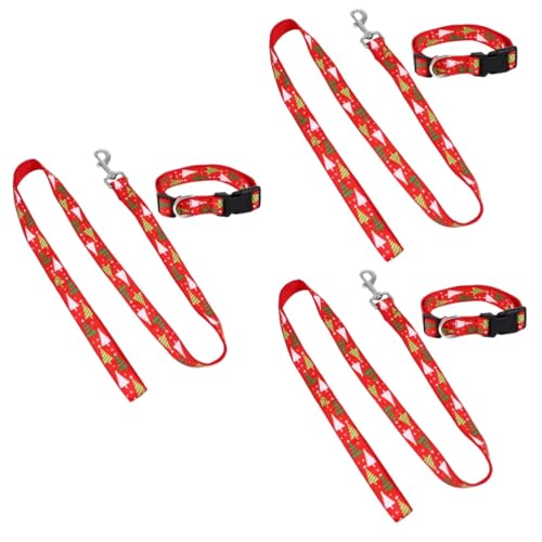 Angoily 3 Sätze Kragen Kordelzug Welpenhalsbänder für kleine Welpen Weihnachten Haustier Glocke Halsband geschenkset Weihnachtsleine für Haustiere Haustier-Foto-Requisite Elch von Angoily