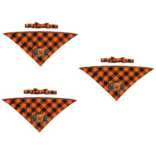 Angoily 3 Sets Halloween Dreiecksschal Robustes Hundehalsband Schöner Hundeschal Dekoratives Hundehalsband Halloween Hundehalsband Hunde Dreiecksbandanas Katzen Lätzchen von Angoily