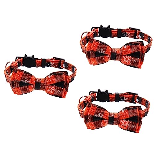 Angoily 3st Heiliges Halsband Für Haustiere Katze Stoff Halsband Rot Kariertes Hundehalsband Weihnachtshundehalsband Hundeglockenhalsband Verstellbar Weihnachtshundekrawatte Seil Kätzchen von Angoily