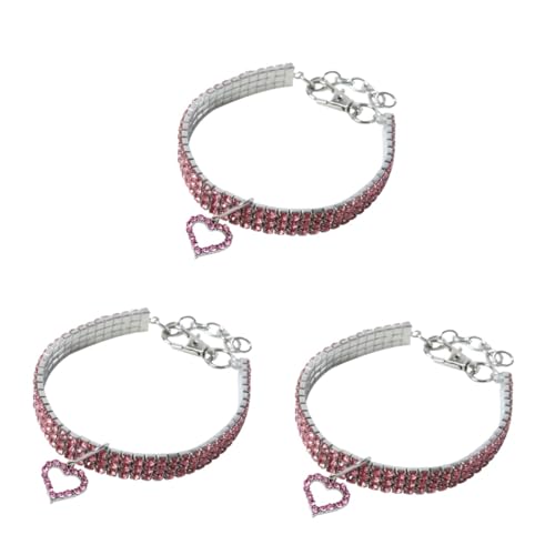 Angoily 3 STK Halskette Herzform trauzeugengeschenke valentinsday geschke Party Love Halsband mit Kreis für Haustier bedrucktes Halsband für Hund Haustierhalsband aus Kristall Mode Zubehör von Angoily