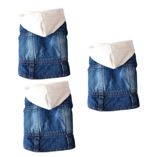 Angoily 3St Jeanshemd Pet Clothes Dog Apparel Pet Vest großes Hundeshirt Jeansjacke Haustier- - Haustierzubehör und Jacke mit Hut Pyjama Kleidung Jeansweste Weiß von Angoily