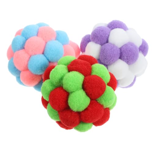 Angoily Katzenspielzeug 3st Katzenglockenball Bunter Katzenball Kätzchen-spielzeugball Ballspielzeug Für Katzen Kätzchen-pom-pom-bälle Katzenbälle Hüpfender Ball Haustier Plüsch Spielzeug von Angoily