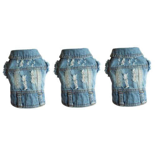 Angoily 3st Kleine Hunde Modisch Haustier Weste Für Hunde Kleidung Westen Jeansweste Hundekleidung Denim-hundewesten Sonnenschutz Aufpinseln Laufweste Tanktops Kleider Winter Kleid Bichon von Angoily