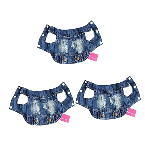 Angoily 3St pet Supplies haustierbedarf Denim Dog Clothes Hunde kostüm hundekleider Jeansjacken Kleidung ärmellose Jeansjacke Denim-Outfit Welpenjacke Hundemantel kleine Weste von Angoily