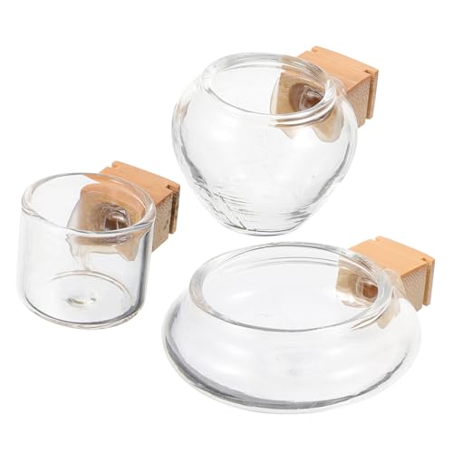 Angoily 3pcs Vogelkäfig Glas Fütterungs- und Trinkbrunnen Sittich Käfig Zubehör Papagei Futterbecher Vogelfutterstation für Käfig Vogelkäfig Futterschalen Wasser Feeder Automatischer Bambus von Angoily