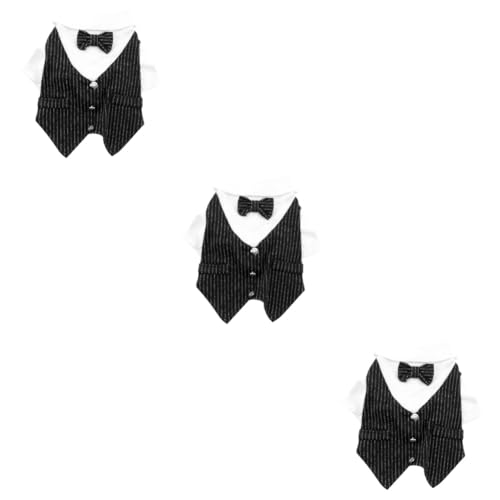 Angoily 3-teiliges Elegantes Haustier-anzugkleid Gentleman-Muster Polyester Bequem Für Hunde Foto-Requisiten Party-Kleidung Größe von Angoily