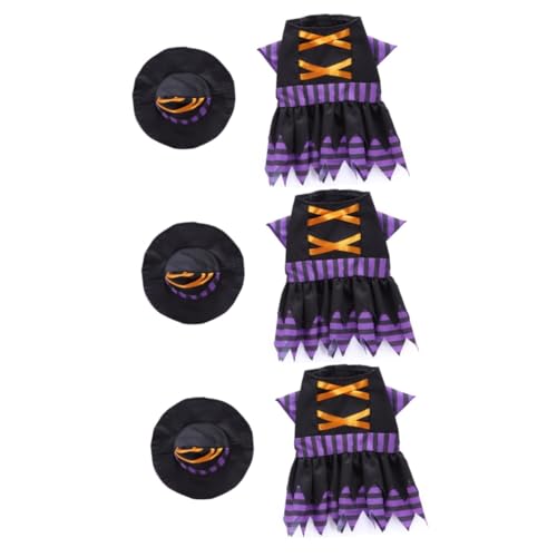 Angoily 3St Halloween-Hundehexenkostüm Hoodies für Mädchen Haustier-Halloween Hexen Hut Kleider Hundekleidung Partykleidung für Haustiere Alternative Haustier-Outfit Damen von Angoily