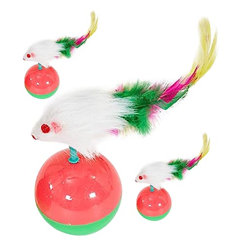 Angoily 3st Katzenspielzeug Pelziger Rasselball Haustier-Tumbler-Spielzeug Glocke Spielzeug Ball Interaktives Spielzeug Für Kätzchen Katze Spielt Ball Trommelkugel Die Katze Plüsch von Angoily