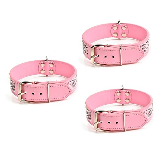 Angoily 3St Katze hundehalsband Perlmutt verstellbares Hundehalsband rosa Hundehalsband kleine Hundehalsbänder Strasssteine Strass hundehalsband PU-Hundehalsband einstellbar erröten von Angoily