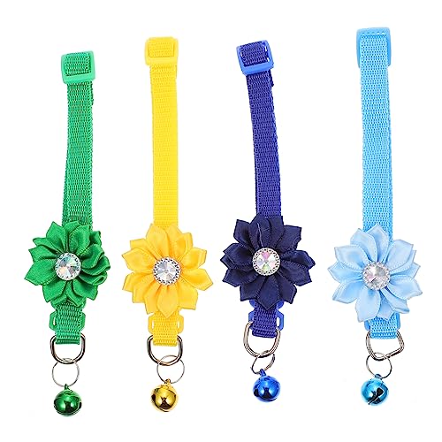 Angoily 4 Stück Blumenhalsband für Haustiere Katzen Haustiere Krippendekoration Zubehör weihnachtsdeko Katzenhalsband mit Glocke tägliches Hundedekor Karikatur schmücken Diamant PVC von Angoily