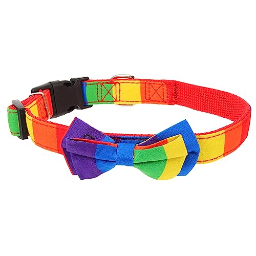 Angoily 4 Stück Haustierhalsband Dickes Hundehalsband Halsband für Haustiere Hundehalsband mit Schleife Haustierzubehör Regenbogenhalsband für Hunde Karikatur Krawatte schmücken Stoff von Angoily