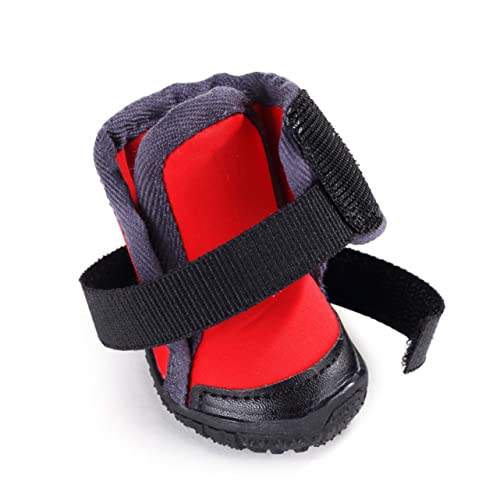 Angoily Hundeschuhe 4-teiliges Set Outdoor Warme Robuste Kletterschuhe Rot Gr. 80 Bequem Für Ihr Haustier von Angoily