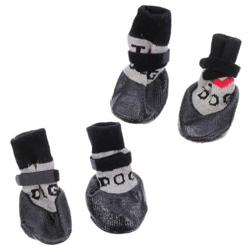 Angoily 4 Stück Haustierschuhe tierische bescherung pet Supplies hundepflege Hunde Socken hundepfoten sockenschuhe Hündchen Schuhwerk Stiefel Hundeschuhe Schutz Garn von Angoily