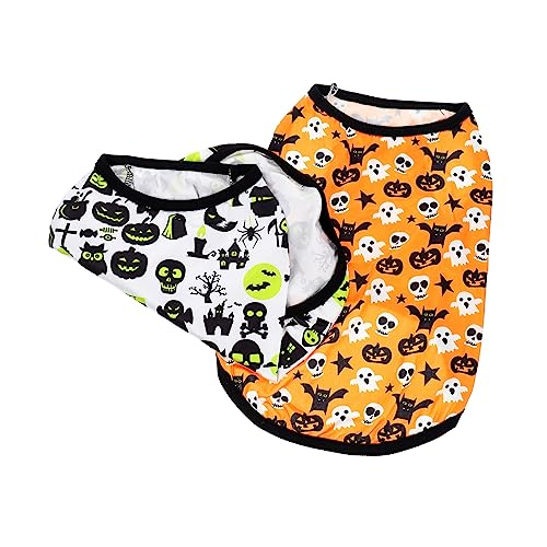 Angoily 4 Stück Haustierweste Sommerweste Haustiere Ärmelloses T-Shirt Halloween-welpenanzug Geister-t-Shirt Hund Kleine Hunde-Outfits Haustierkleidung Tanktops Kürbis Schmücken Polyester von Angoily