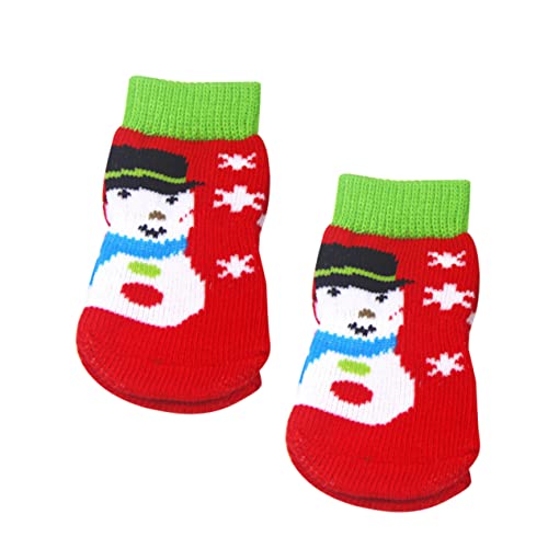 Angoily 4 Stück Hundesocken Socken für Hunde Hundepfotenschutz sockenschuhe weihnachtssocken Baumwollsocken für Haustiere Haustiersocken warm halten Kleiner Hund Weihnachtskatze von Angoily