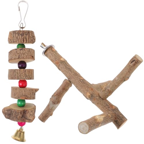 4 Stück Vogel stehender Stock vogelgitter vogelstange Bird Toys Spielzeug Papageienbarsch Vogelbarsch Papageienständer Pfeffer Holz Pole Haustier aufstehen Holzrahmen hölzern von Angoily