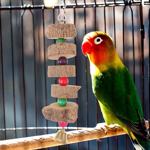 Angoily 4 Stück Vogel Stehender Stock Haustier Nymphensittich-Spielzeug Kletterspielzeug Papageienschaukel Kauspielzeug Pole Spielzeug Vogel Spielzeug Sittiche Beissen Einstellen Hölzern von Angoily