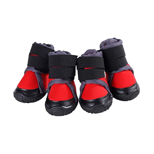 Angoily Haustier Warme Schuhe Hund Outdoor Schuhe Greifer Kletterschuhe Gr. 45 Rot 4er Set von Angoily