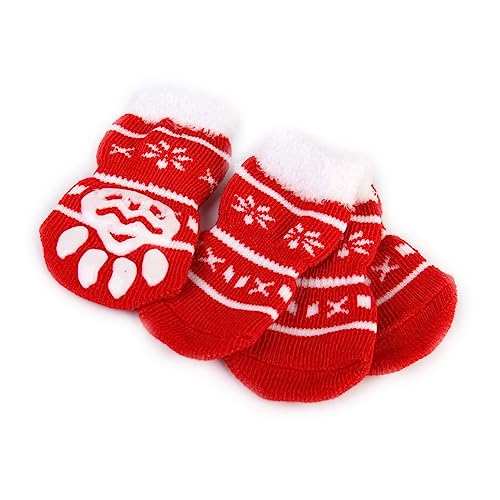 Angoily Welpe 4 Stück Welpensocken Hundesocken Weihnachtssocken Aus Baumwolle Hund Haustier Socken rutschfeste Socken Für Haustiere Baumwollsocken Haustiersocken Für Hunde Der Hund von Angoily