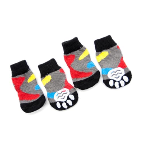 Angoily Welpe 4-teiliges Set Sockenschuhe Bodenschoner Haustier Socken rutschfest Haustierkleidung von Angoily