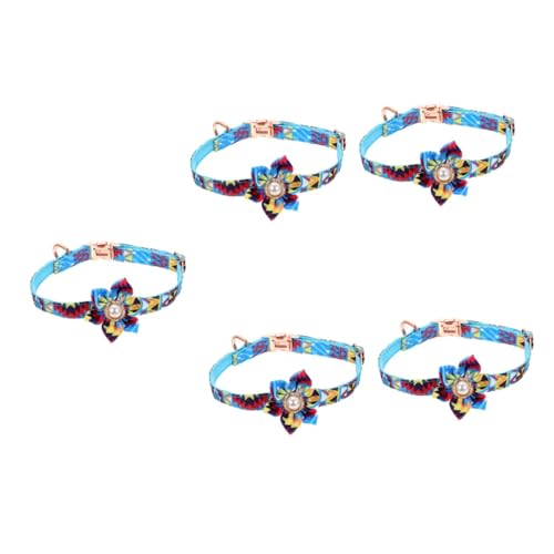 5st Haustierhalsband Verstellbares Hundehalsband Verstellbares Welpenhalsband Halsband Für Hunde Goldenes Katzenhalsband Welpe Fliege Nylon Einstellbar Blumendekoration Mädchen von Angoily