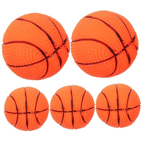 Angoily 5st Haustier Spielzeug Beißbälle Für Welpen Ballspielzeug Für Welpen Kauspielzeug Für Hunde Hundespielzeug Kleine Hunde Quietschbälle Mini-Basketball Vinyl Singen Kleiner Hund von Angoily