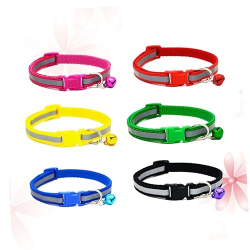 Angoily 6 Die Klingel Reflektierende Kragen Verstellbares Haustierhalsband Katzenhalsbänder Grüner Kragen Kleine Hundehalsbänder Reflektierendes Haustierhalsband Kragen De Einstellbar von Angoily