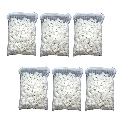 Angoily 6 Packungen Filter für Aquarien Filtermedien biologischer Ring Aquariumfilter Filter für Fischbecken Filtermedien für Fischteiche Fischglasfilter Porös Bio-Ball Filtermaterial Weiß von Angoily